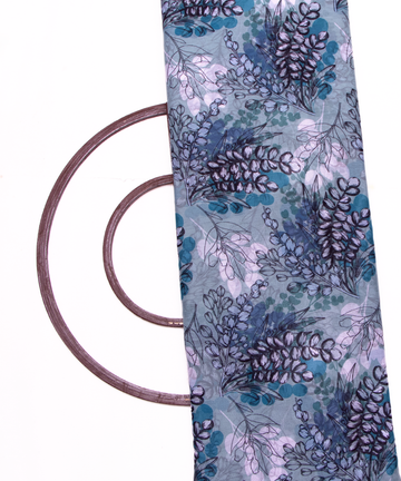 Light Blue Colour Leaf Digital Print Chiffon Fabric
